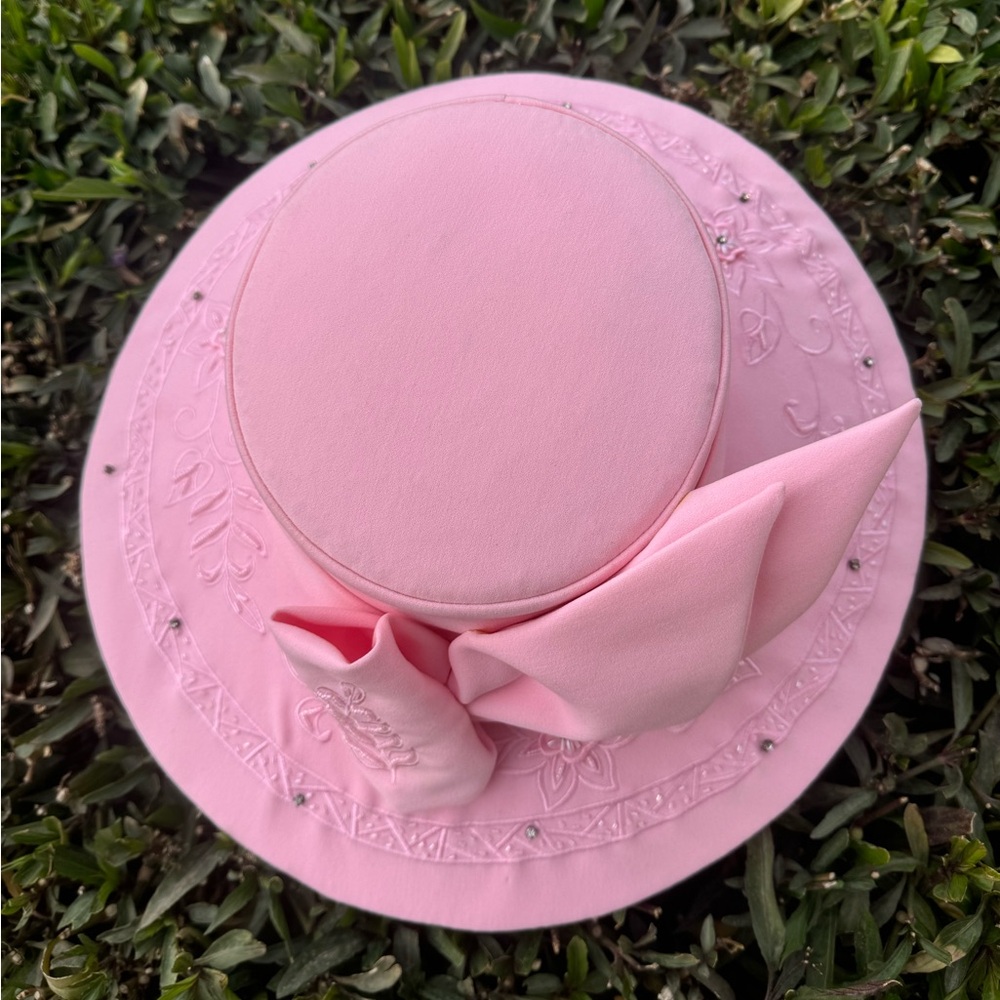 Elegant Pink Women's Hat Vintage Tea By Studio B - Picture 9 of 9